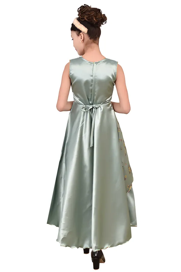 Silver_Satin_Flared_Dress_For_Girls