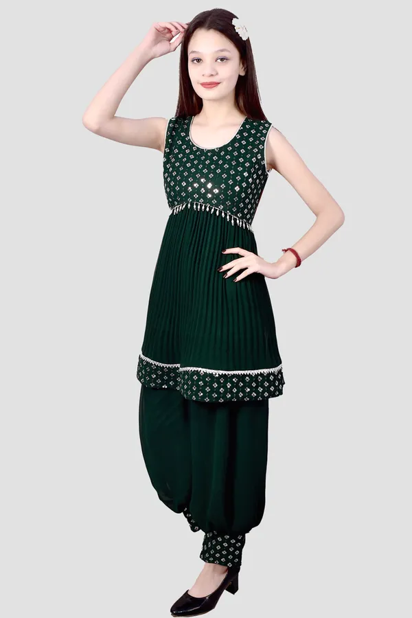 Multicolor_Printed_Sleeveless_Kurta_Salwar_Set_For_Girls_Combo_Set