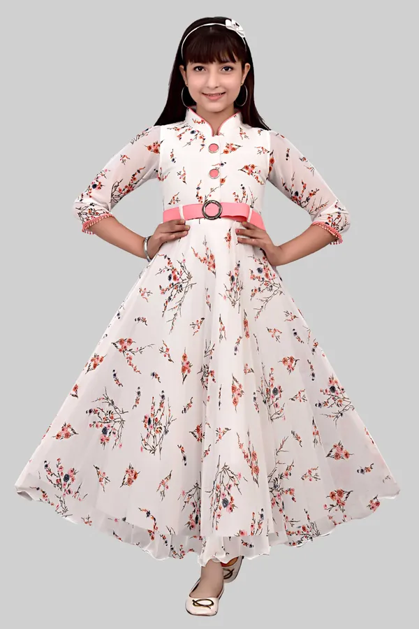 White_Floral_Fit_And_Flare_Dress_For_Girls