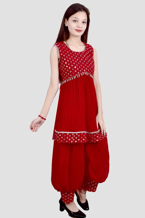 Multicolor_Printed_Sleeveless_Kurta_Pant_Set_For_Girls_Combo_Set