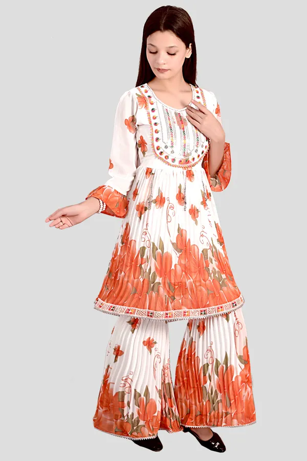 White_Floral_Print_Anarkali_Suit_Set_For_Women