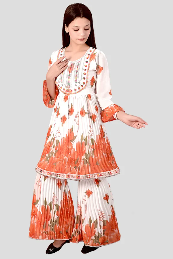 White_Floral_Print_Anarkali_Suit_Set_For_Women