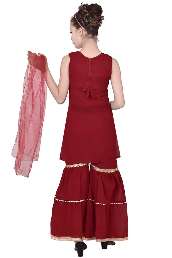 Maroon_Embroidered_Sharara_Set_For_Girls