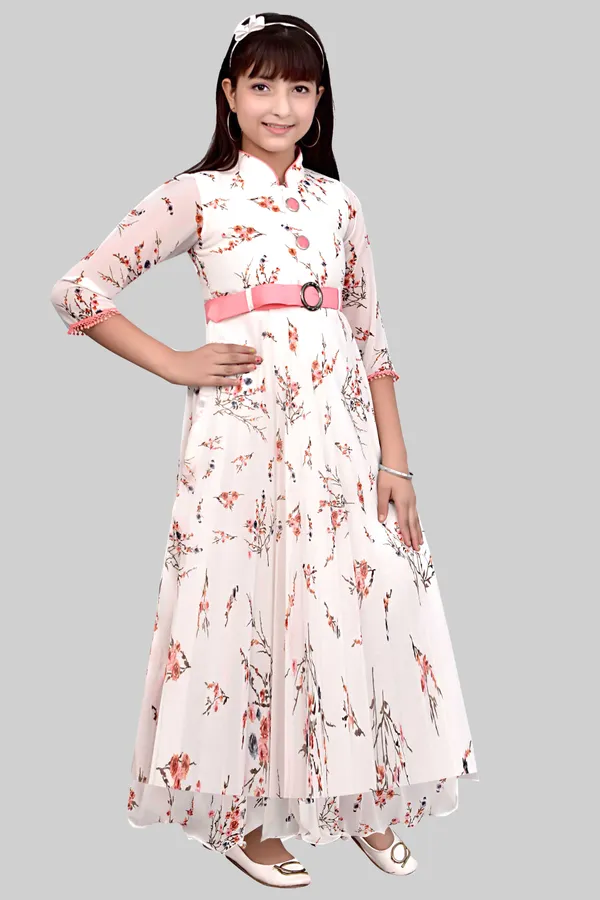 White_Floral_Fit_And_Flare_Dress_For_Girls