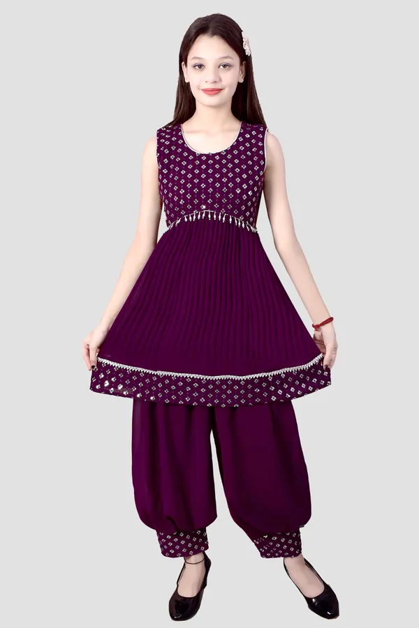 Purple_Printed_Ethnic_Kurta_Set_For_Girls