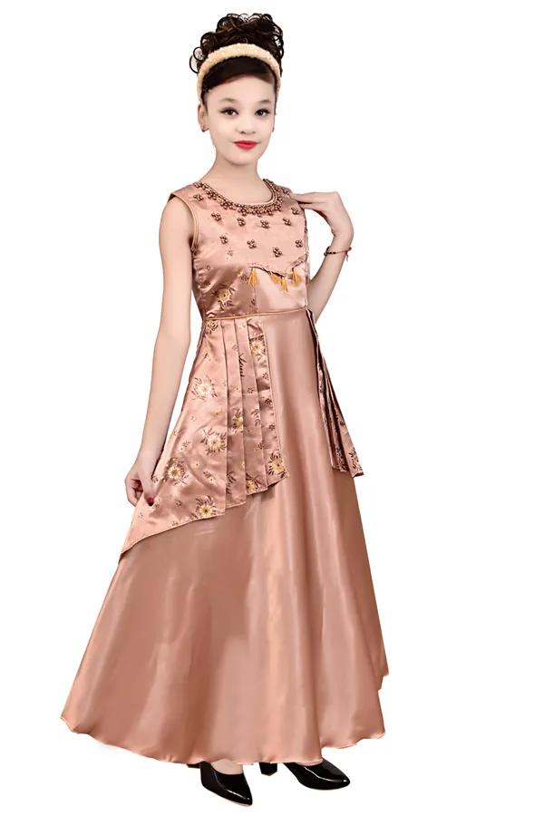 Peach_Satin_Flared_Gown_For_Girls