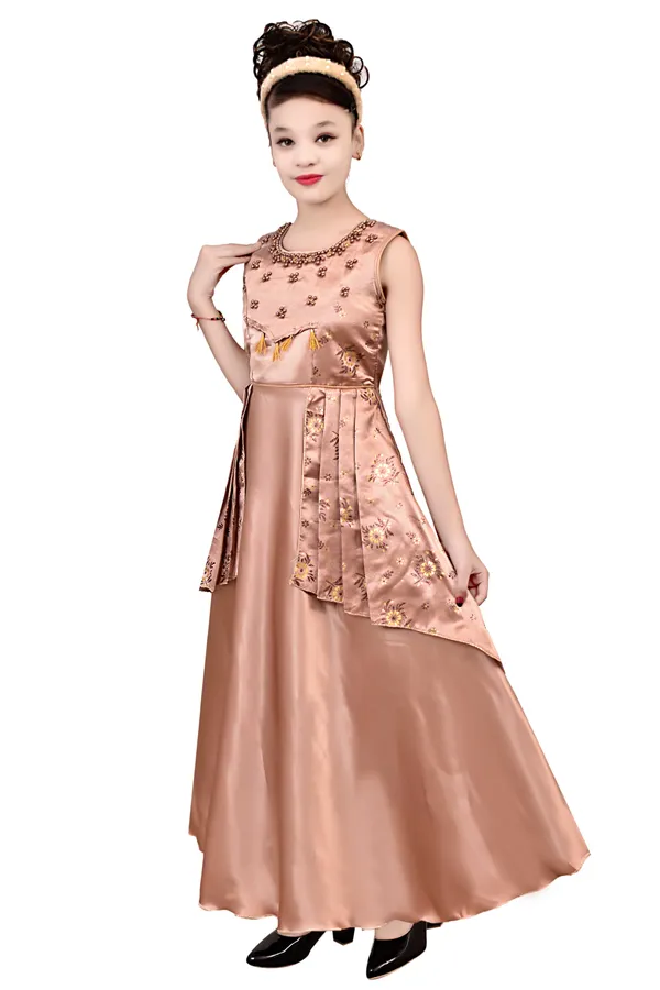 Peach_Satin_Flared_Gown_For_Girls
