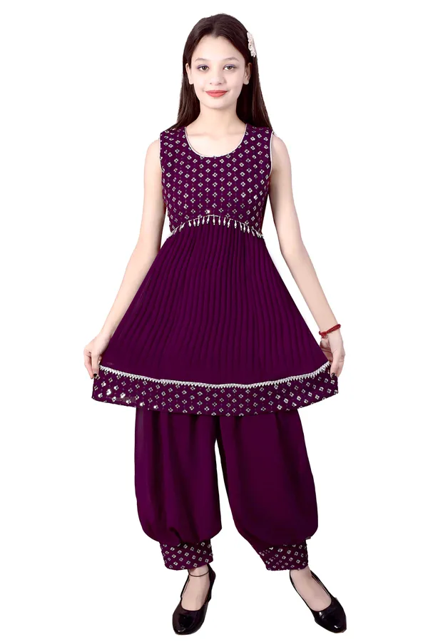 Purple_Printed_Ethnic_Kurta_Set_For_Girls