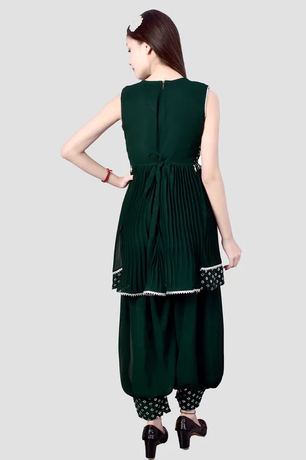 Green_Printed_Anarkali_Kurta_Set_For_Girls