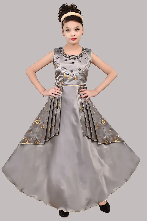 Silver_Satin_Flared_Gown_For_Girls