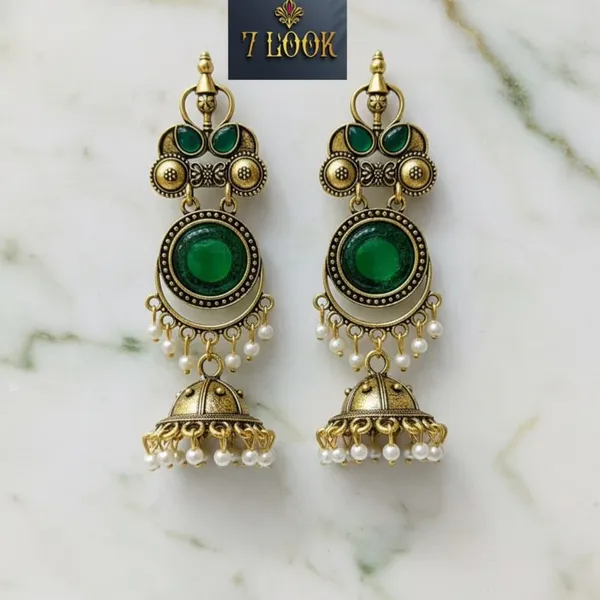 Green_Silver_Alloy_Metal_Oxidised_Jhumka_Earrings_For_Women_-_Pack_of_2