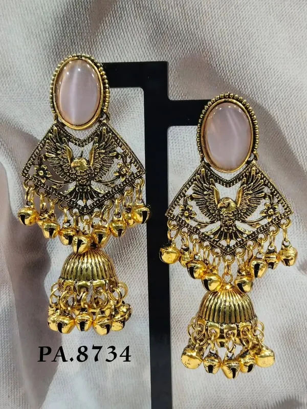 Gold_Alloy_Metal_Peacock_Jhumka_Earrings_For_Women_-_Pack_of_2