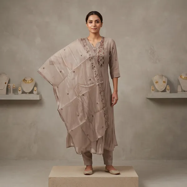 Cream_Mul_Chanderi_Flared_Embroidered_Kurta_Set_For_Women