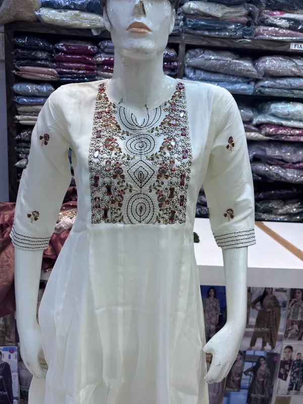 White_Mul_Chanderi_Straight_Embroidered_Kurta_Set_For_Women