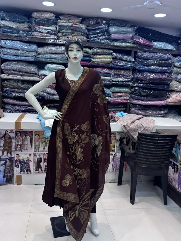 Brown_Vichitra_Silk_Sleeveless_Embellished_Anarkali_Suit_Set_For_Women