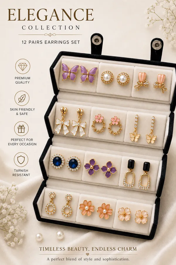 Gold_Alloy_Metal_12_Pairs_Earrings_Set_For_Women