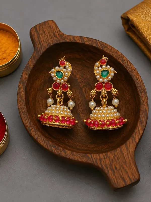 Gold_Alloy_Metal_Pearl_Jhumka_Earrings_For_Women_-_Pack_of_2