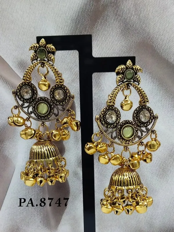 Gold_Alloy_Metal_Oxidised_Jhumka_Earrings_For_Women_-_Pack_of_2