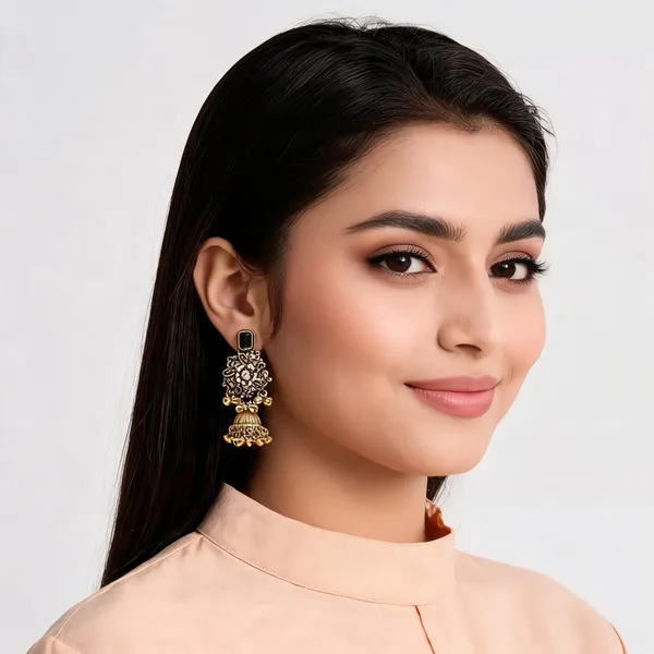 Gold_Alloy_Metal_Traditional_Jhumka_Earrings_For_Women_-_Pack_of_2