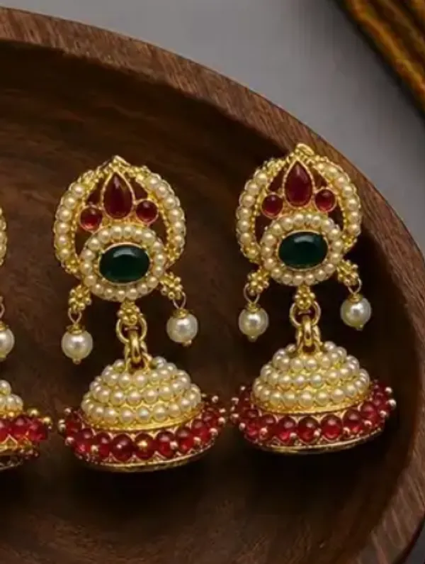 Red_Gold_Alloy_Metal_Pearl_Jhumka_Earrings_For_Women_-_Pack_of_2