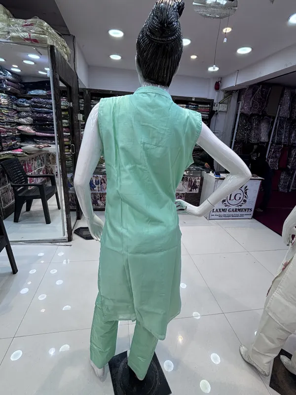 Mint_Green_Chanderi_Floral_Print_Straight_Kurta_Set_For_Women