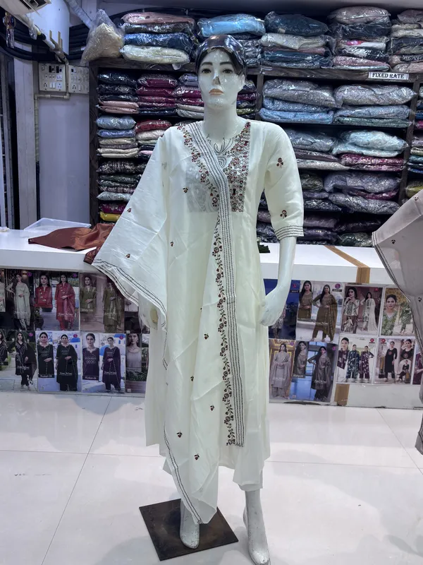 White_Mul_Chanderi_Straight_Embroidered_Kurta_Set_For_Women
