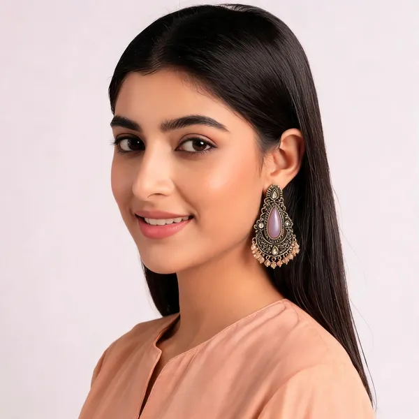 Gold_Alloy_Metal_Oxidised_Teardrop_Dangle_Earrings_For_Women_-_Pack_of_2