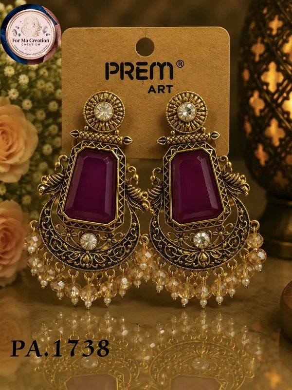 Gold_Maroon_Alloy_Metal_Stone_Chandelier_Earrings_For_Women_-_Pack_of_2