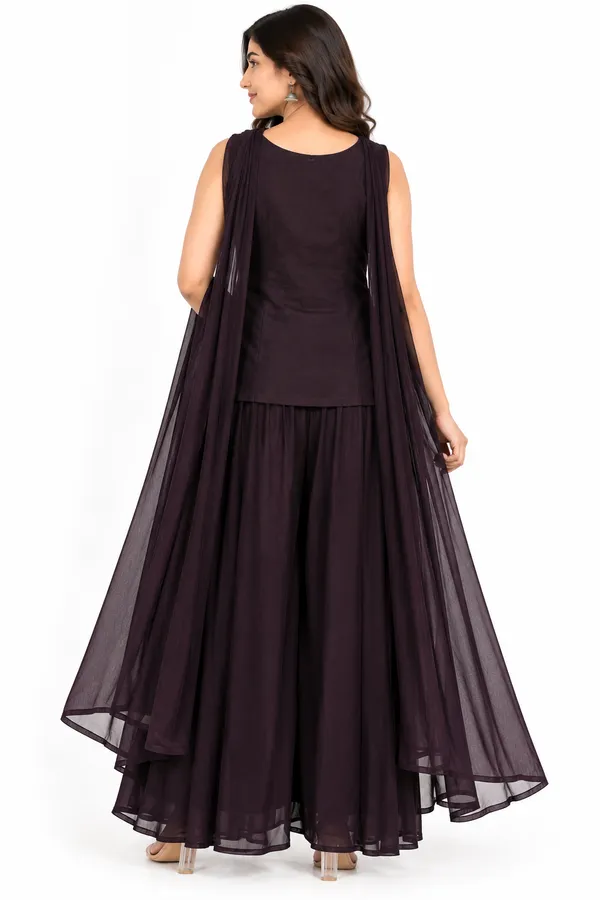 Blackish_Plum_Raw_Silk_Sleeveless_Embellished_Ethnic_Set_For_Women