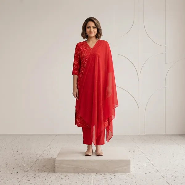 Red_Rayon_Straight_Printed_Kurta_Set_For_Women