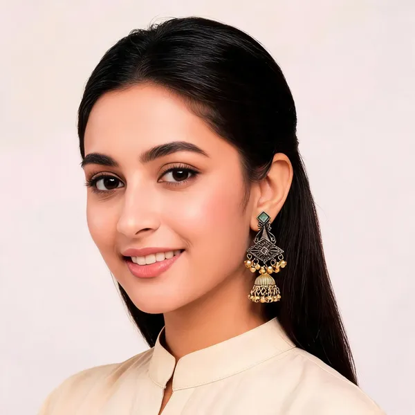 Gold_Green_Alloy_Metal_Oxidized_Stone_Jhumka_Earrings_For_Women_-_Pack_of_2