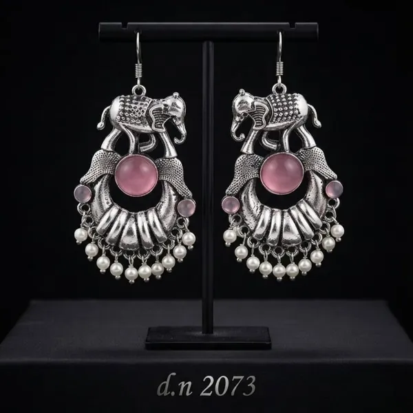 Silver_Alloy_Metal_Oxidized_Elephant_Statement_Earrings_For_Women_-_Pack_of_2