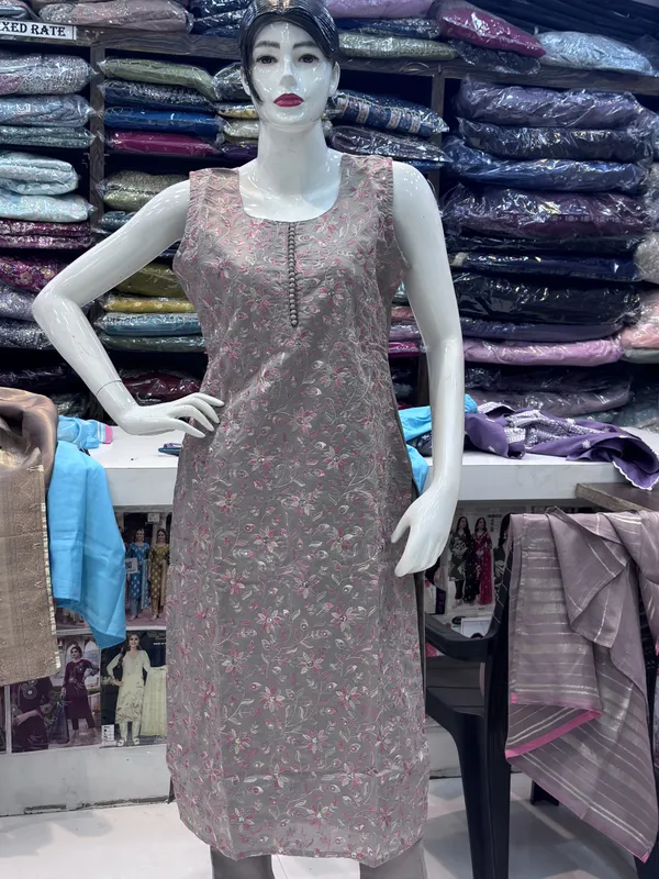 Grey_Chanderi_Straight_Printed_Kurta_Set_For_Women