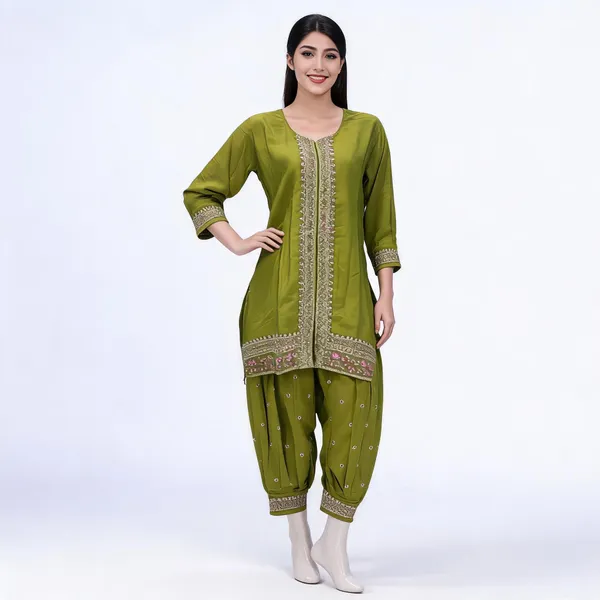 Green_Vichitra_Silk_Straight_Embroidered_Kurta_Patiala_Set_For_Women