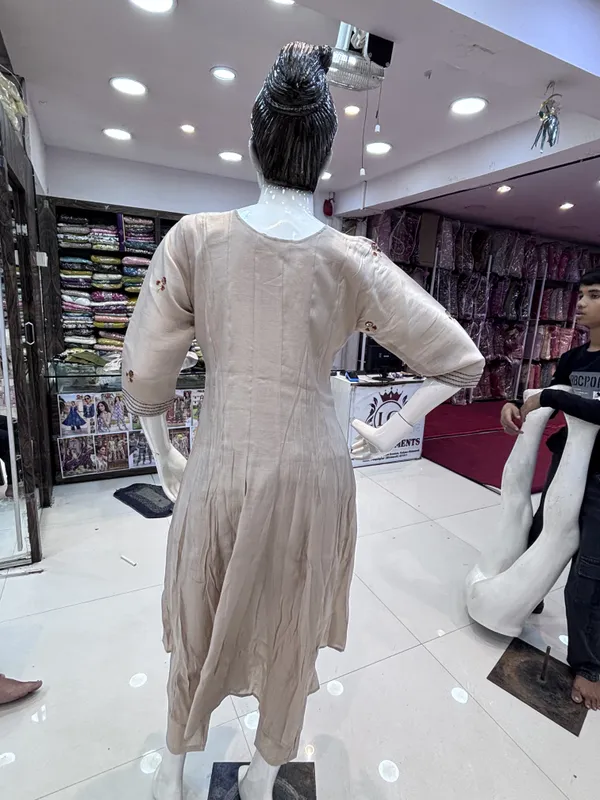 Cream_Mul_Chanderi_Flared_Embroidered_Kurta_Set_For_Women
