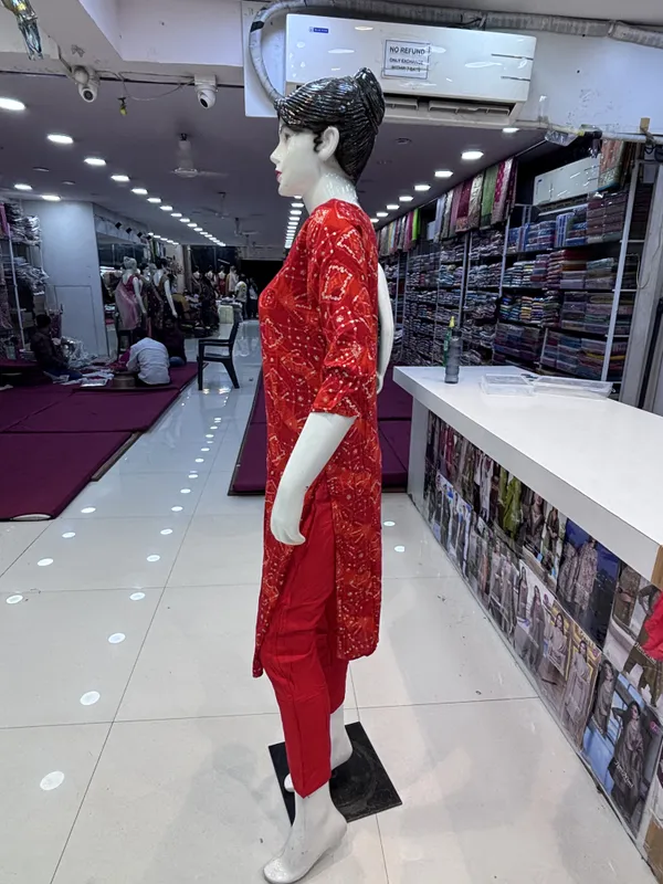 Red_Rayon_Straight_Printed_Kurta_Set_For_Women