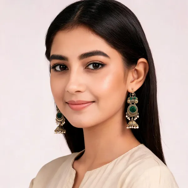 Green_Silver_Alloy_Metal_Oxidised_Jhumka_Earrings_For_Women_-_Pack_of_2