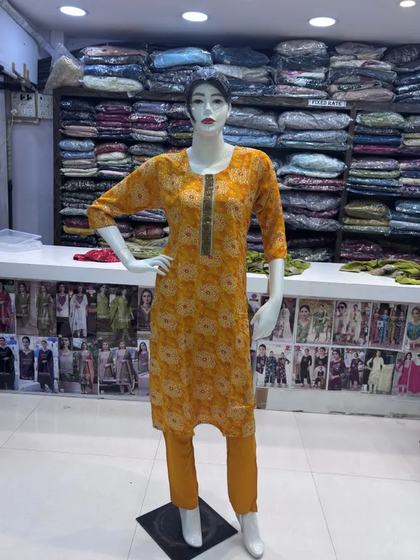 Mustard_Rayon_Straight_Printed_Kurta_Set_For_Women