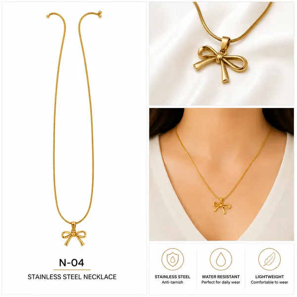 Gold_Stainless_Steel_Bow_Pendant_Necklace_For_Women_-_Pack_of_2