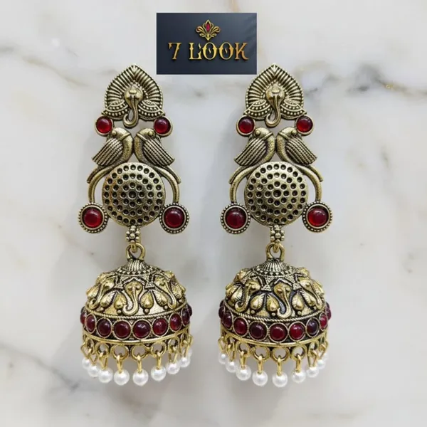 Gold_Alloy_Metal_Oxidized_Jhumka_Earrings_For_Women_-_Pack_of_2
