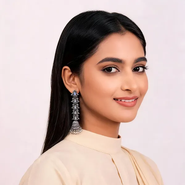 Silver_Alloy_Metal_Oxidised_Long_Jhumka_Earrings_For_Women_-_Pack_of_2