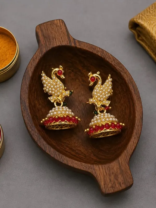 Gold_Alloy_Metal_Pearl_Peacock_Jhumka_Earrings_For_Women_-_Pack_of_2