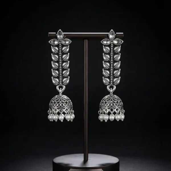 Silver_Alloy_Metal_Leaf_Pattern_Jhumka_Earrings_For_Women_-_Pack_of_2