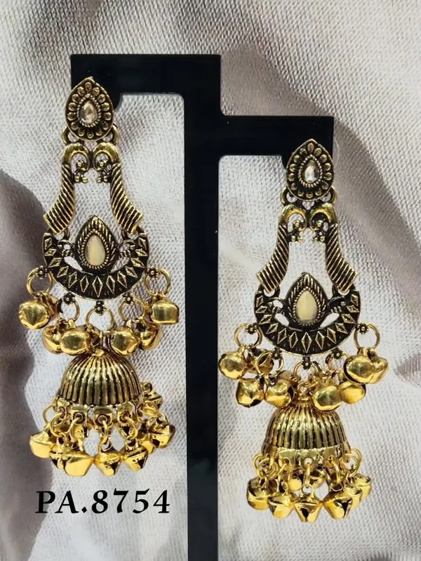 Gold_Alloy_Metal_Oxidized_Jhumka_Earrings_For_Women_-_Pack_of_2