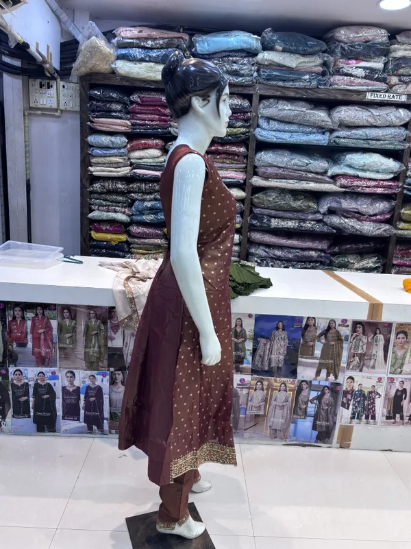 Brown_Shimmer_Straight_Embellished_Anarkali_Set_For_Women