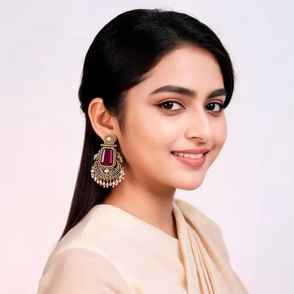 Gold_Maroon_Alloy_Metal_Stone_Chandelier_Earrings_For_Women_-_Pack_of_2