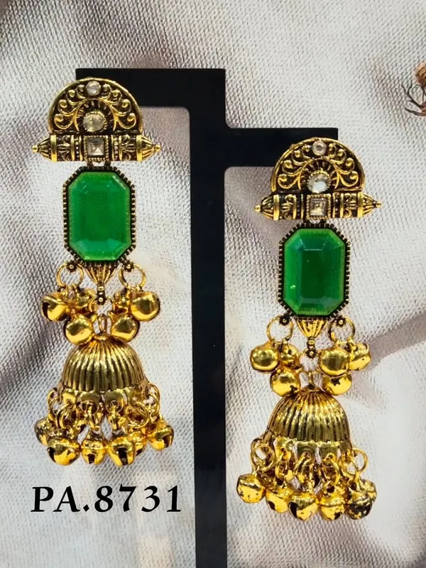 Green_Gold_Alloy_Metal_Jhumka_Earrings_For_Women_-_Pack_of_2
