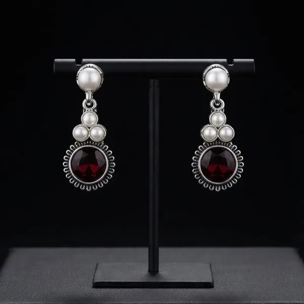Silver_Red_Alloy_Metal_Pearl_Stone_Drop_Earrings_For_Women_-_Pack_of_2