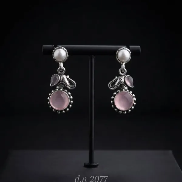 Pink_Silver_Alloy_Metal_Stone_Drop_Earrings_For_Women_-_Pack_of_2