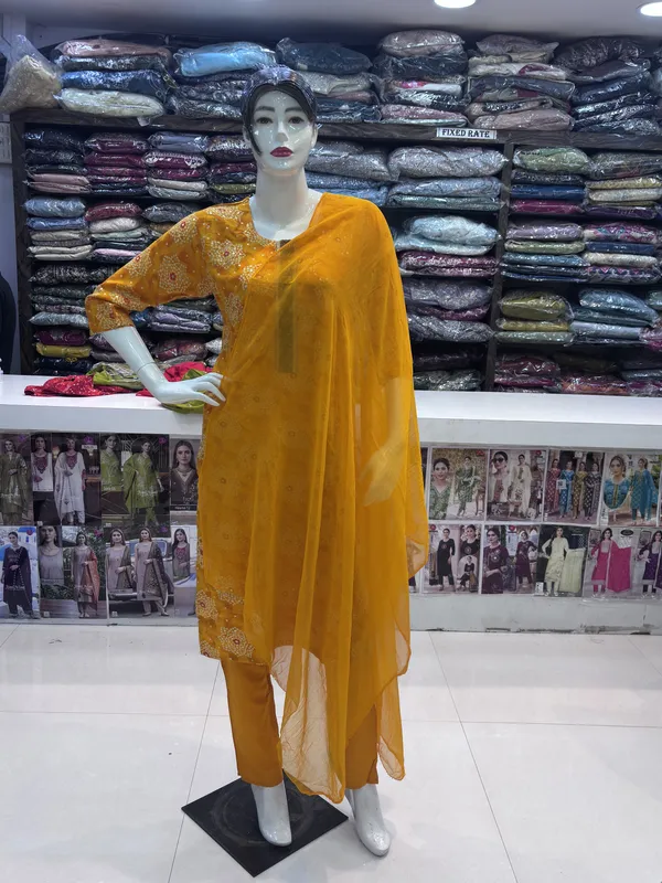 Mustard_Rayon_Straight_Printed_Kurta_Set_For_Women